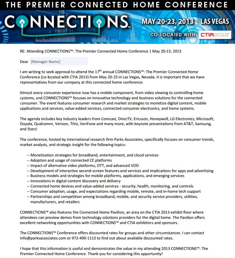 CONNECTIONS Justification Letter